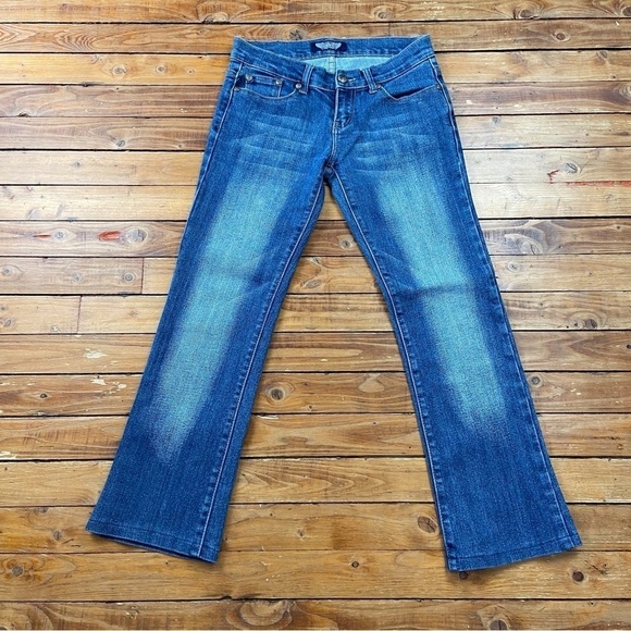 Rock & Republic low rise jeans boot cut blue stretchy denim classic size 28 moto - Picture 1 of 14